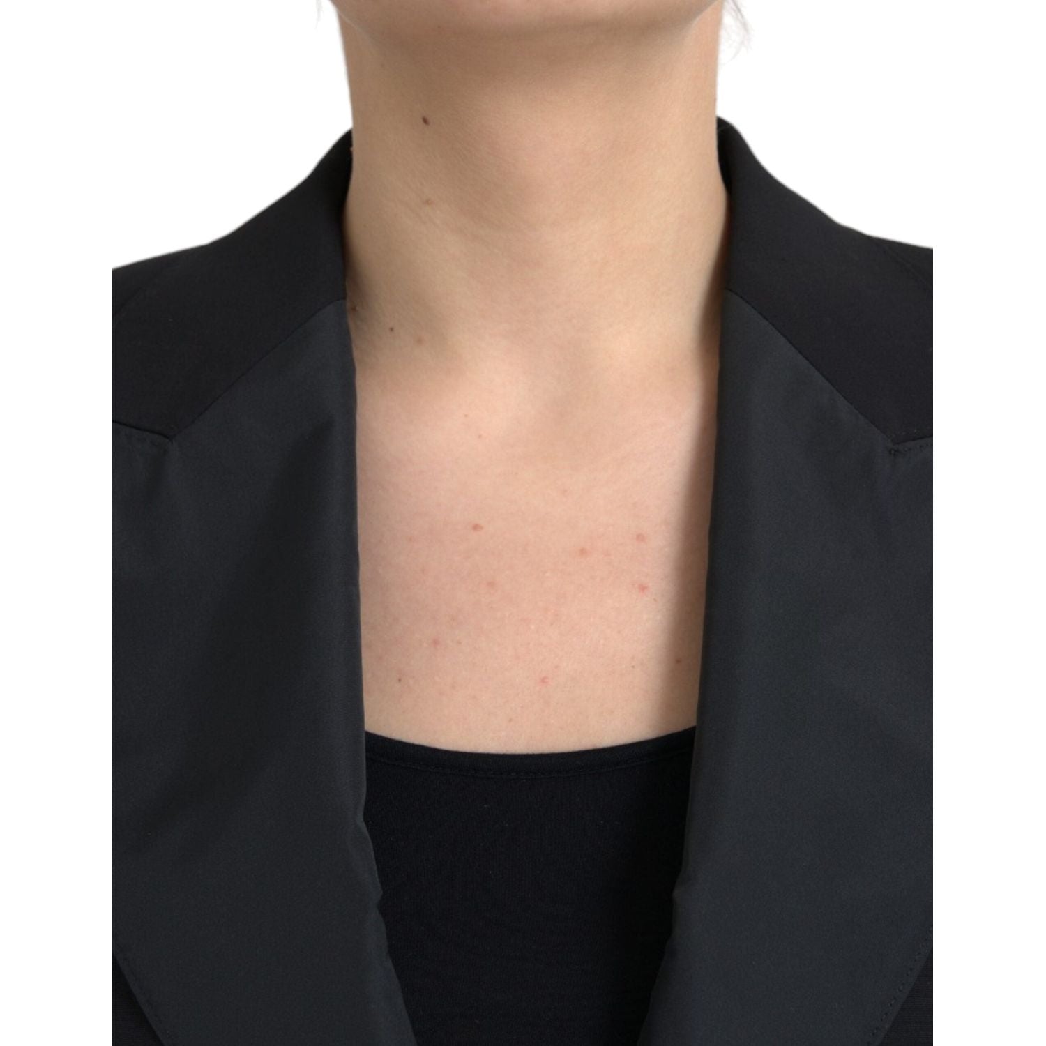 جاكيت قصير بأكمام منفوخة من البوليستر باللون الأسود من دولتشي آند غابانا