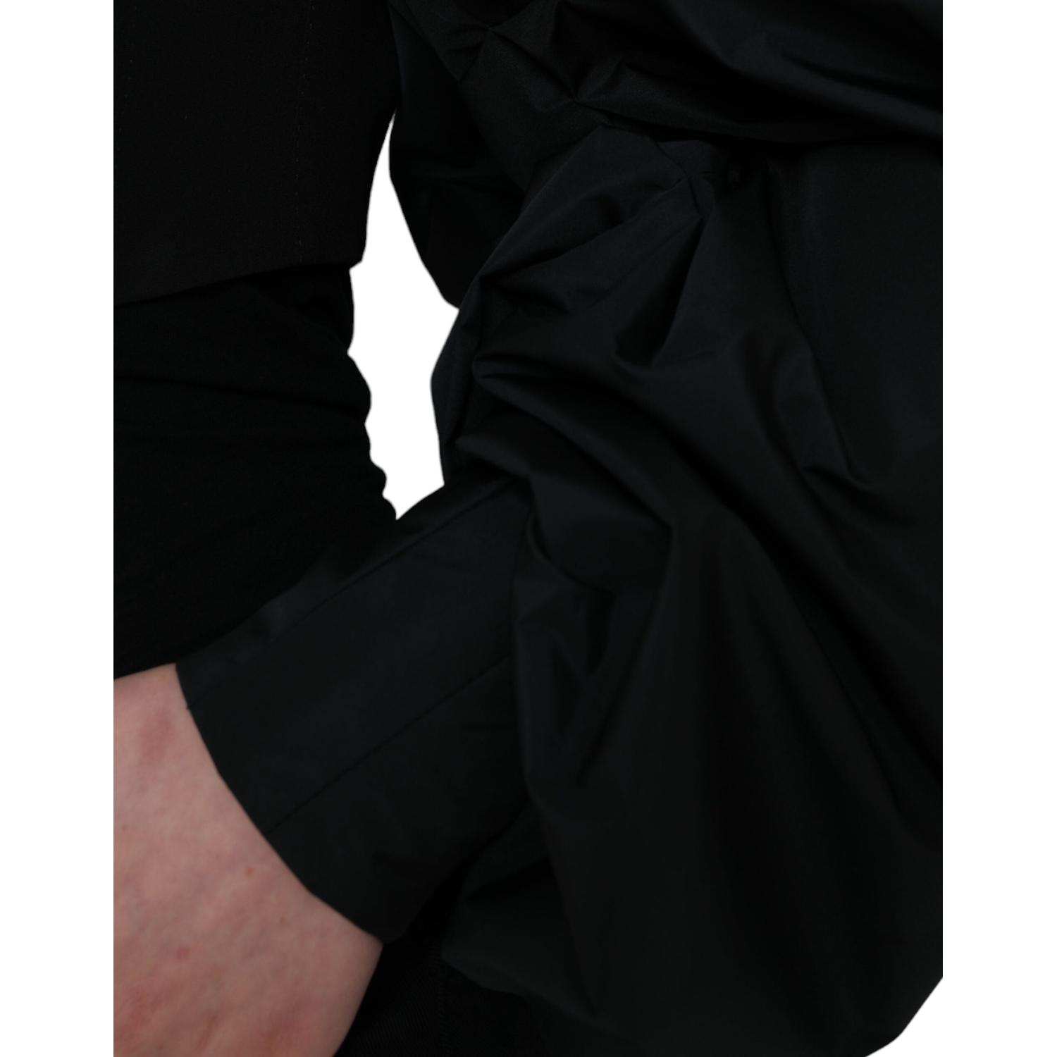 جاكيت قصير بأكمام منفوخة من البوليستر باللون الأسود من دولتشي آند غابانا