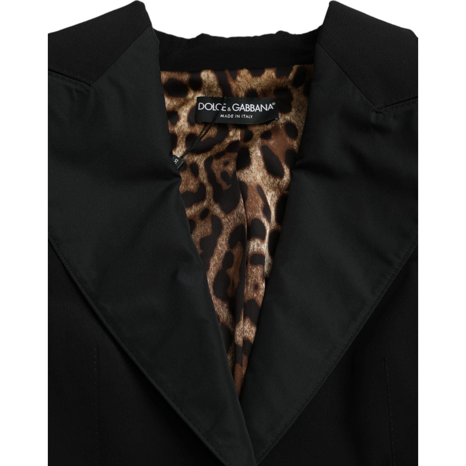 جاكيت قصير بأكمام منفوخة من البوليستر باللون الأسود من دولتشي آند غابانا