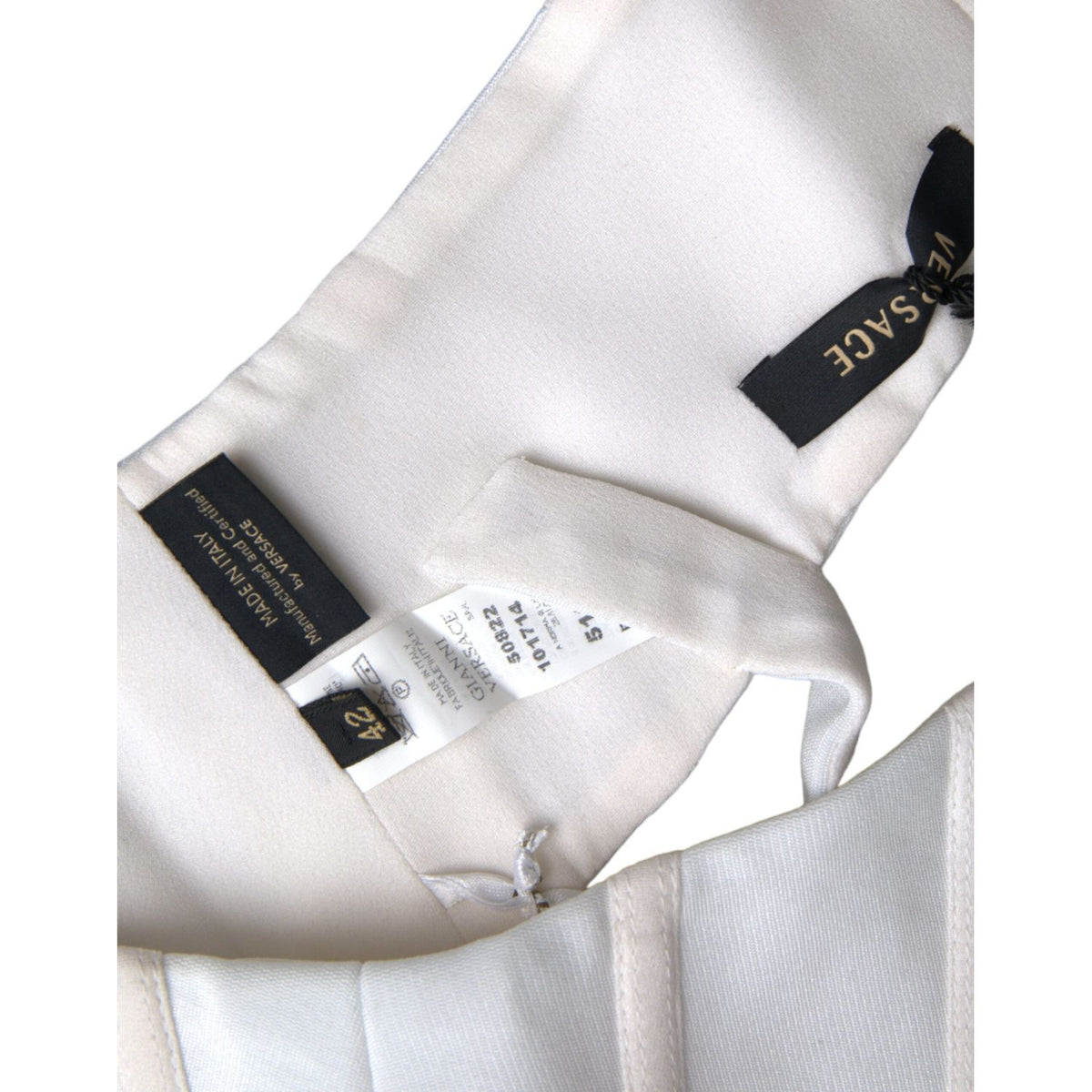 Versace White Viscose Bustier Sleeveless Cropped Top