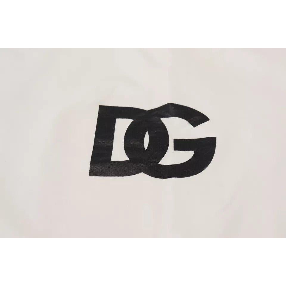 Dolce & Gabbana White Logo Cotton Crew Neck Pullover Sweater