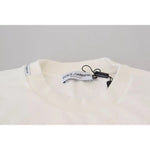 Dolce & Gabbana White Logo Cotton Crew Neck Pullover Sweater