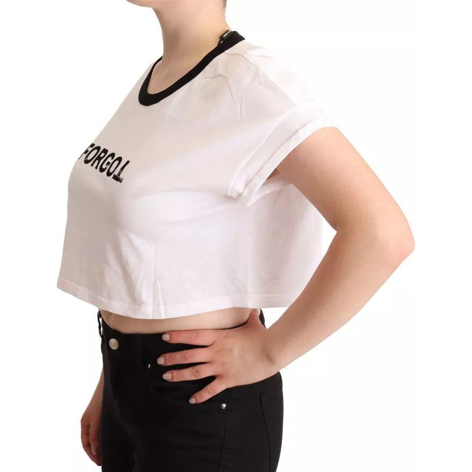 تي شيرت قصير الأكمام مطبوع عليه عبارة "نسيت" من دولتشي آند غابانا باللون الأبيض