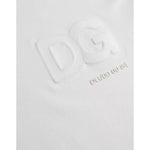 Dolce & Gabbana White Logo Embossed Cotton Crewneck T-shirt