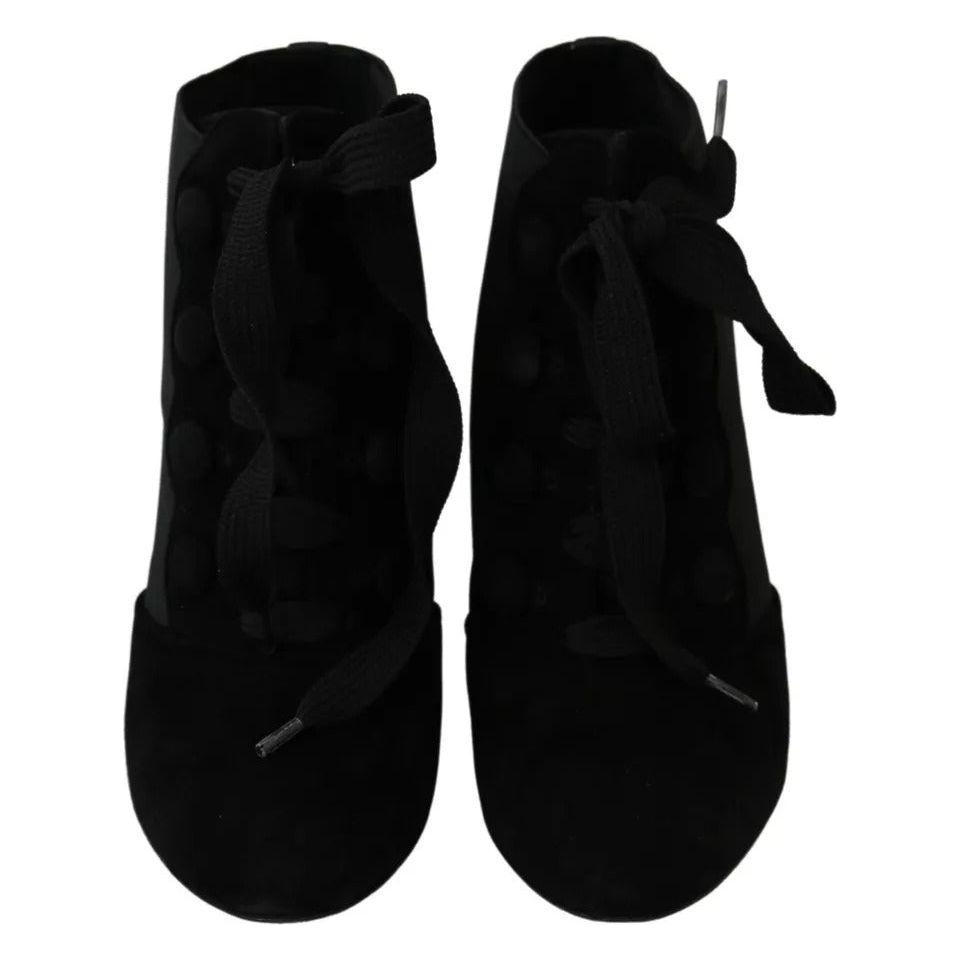 حذاء بوت قصير من الجلد المدبوغ باللون الأسود من دولتشي آند غابانا