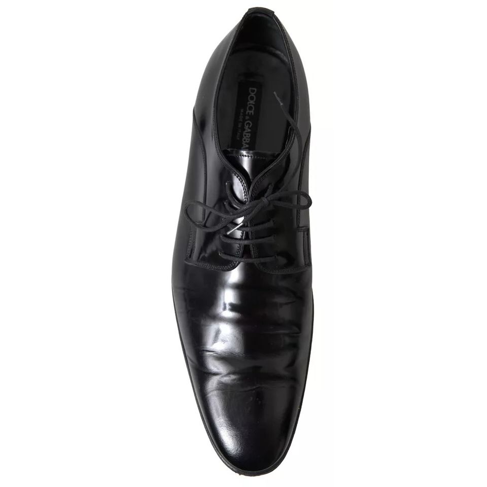 Dolce & Gabbana Black Polished Leather Formal Dress Shoes top view