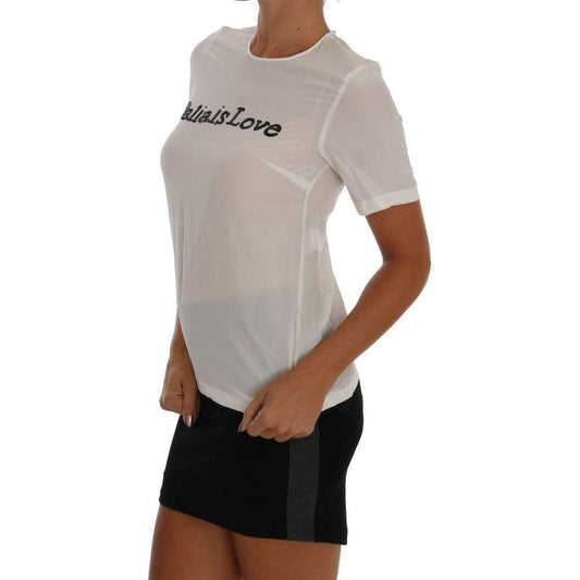 Dolce & Gabbana White Silk ITALIA IS LOVE Blouse T-shirt