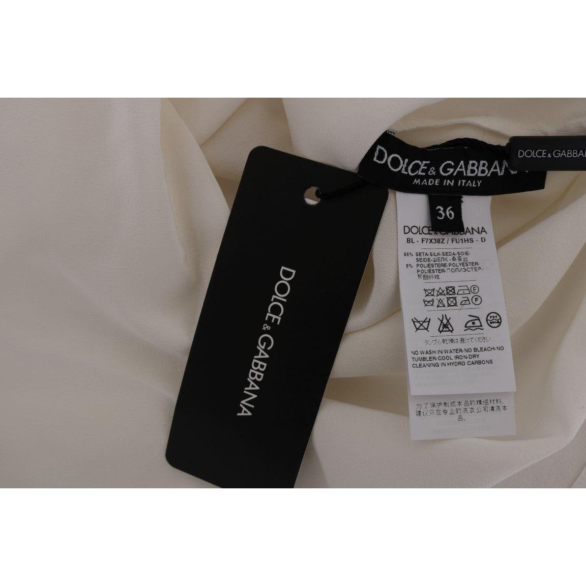 Dolce & Gabbana White Silk ITALIA IS LOVE Blouse T-shirt