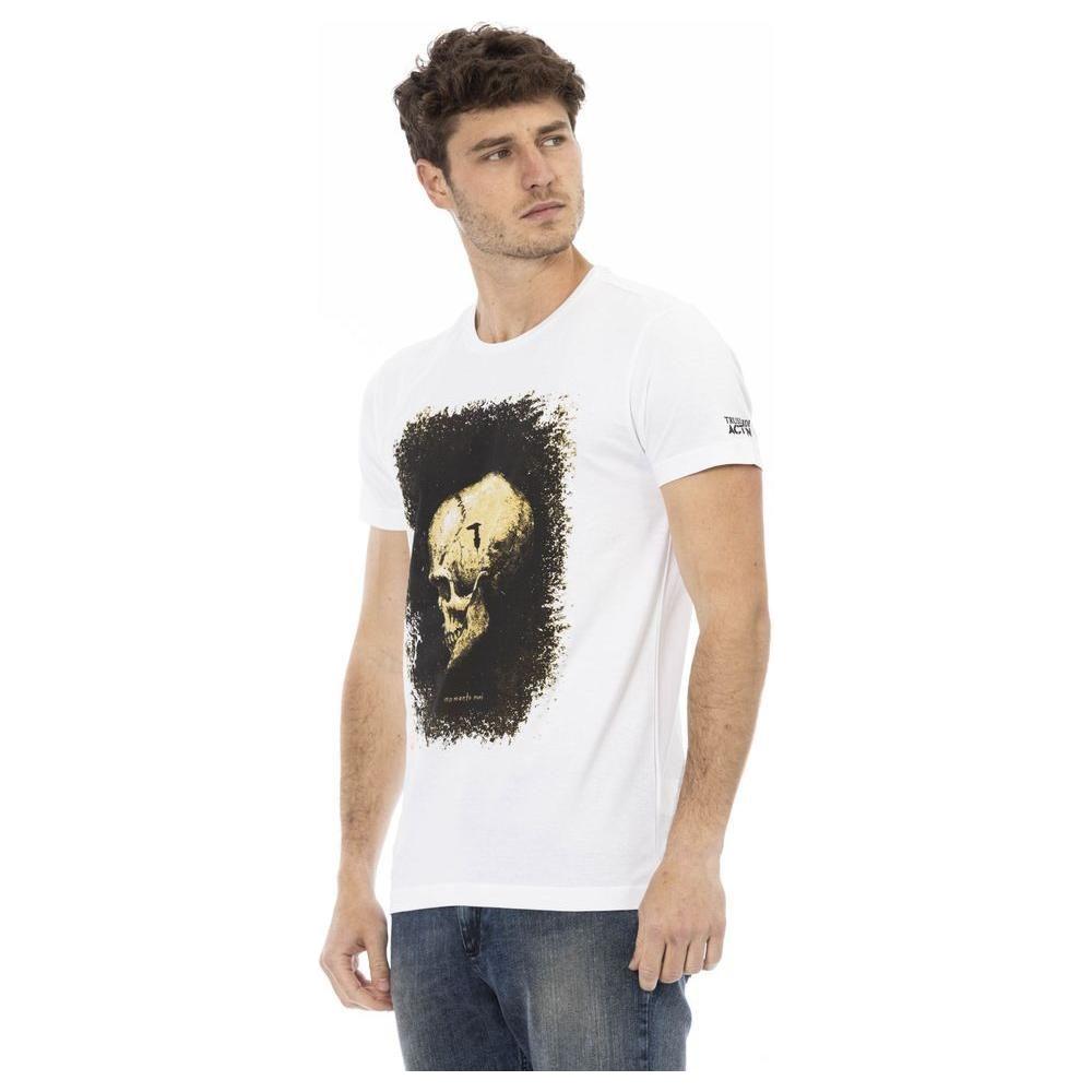 تي شيرت رجالي من القطن باللون الأبيض من Trussardi Action