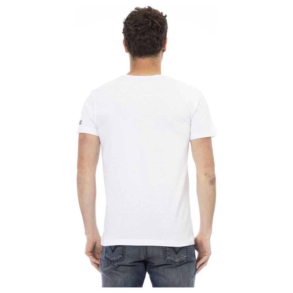 تي شيرت رجالي من القطن باللون الأبيض من Trussardi Action