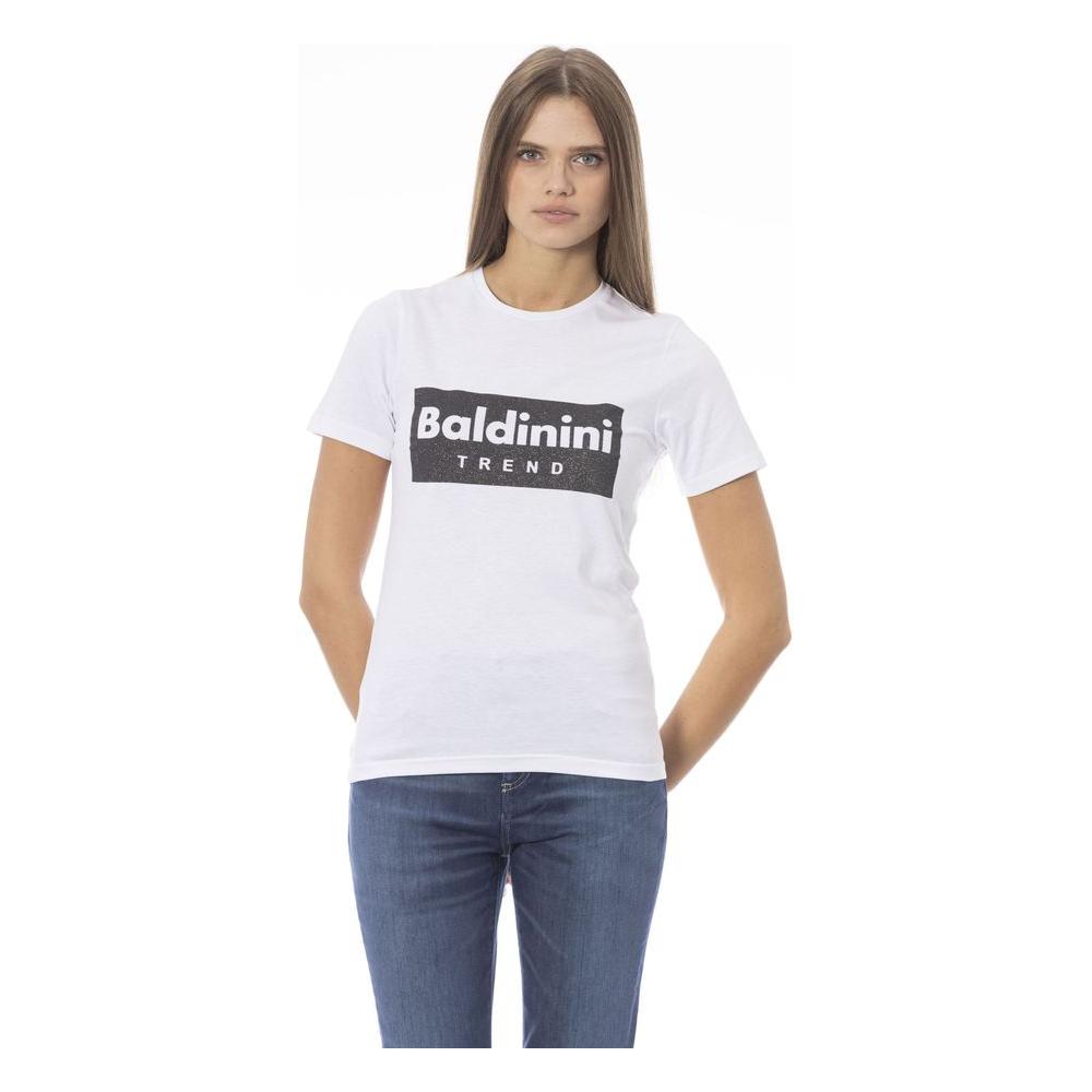 تي شيرت نسائي من القطن باللون الأبيض من Baldinini Trend