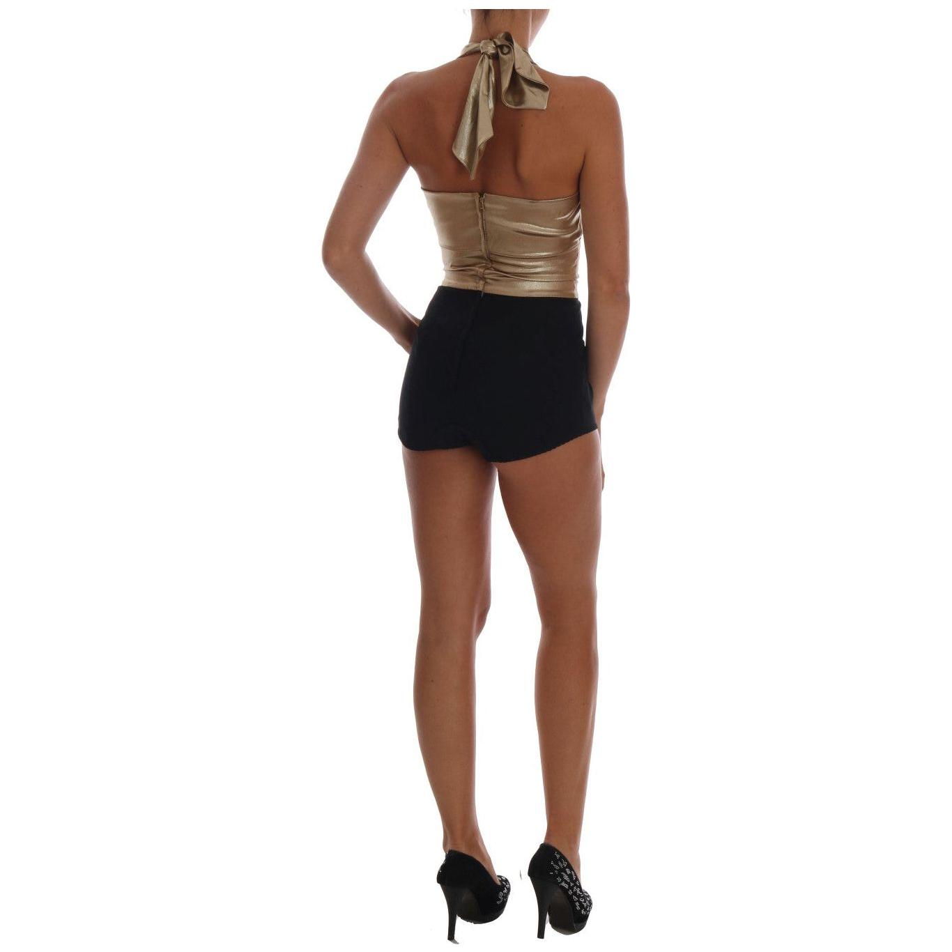Dolce & Gabbana Gold Silk Stretch Romper Body
