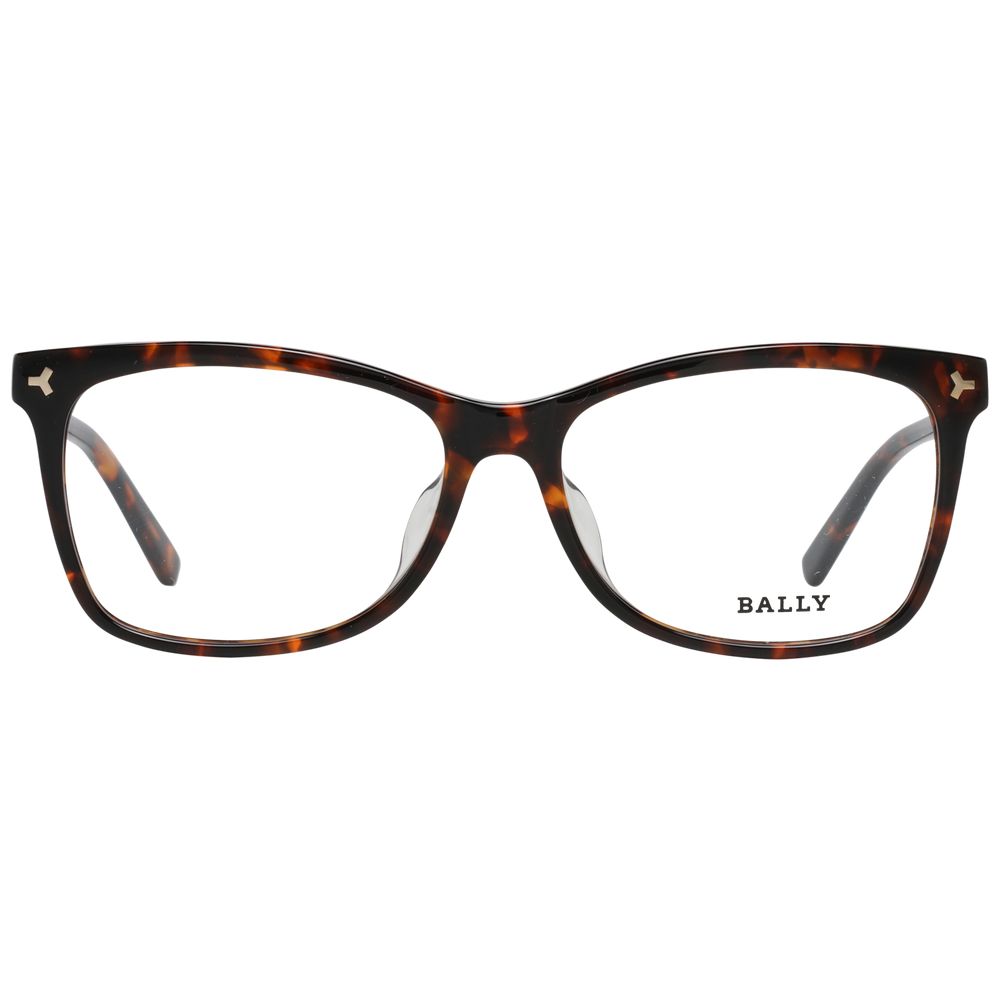 Bally Brown Women Glasses Frame in plastic full-rim style, brown color, size 54-15-145. Includes branded case. No spring hinge.