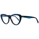 "Emilio Pucci Blue Women Glasses Frame in plastic, full-rim butterfly style with demo lenses and case included, lens width 55mm."