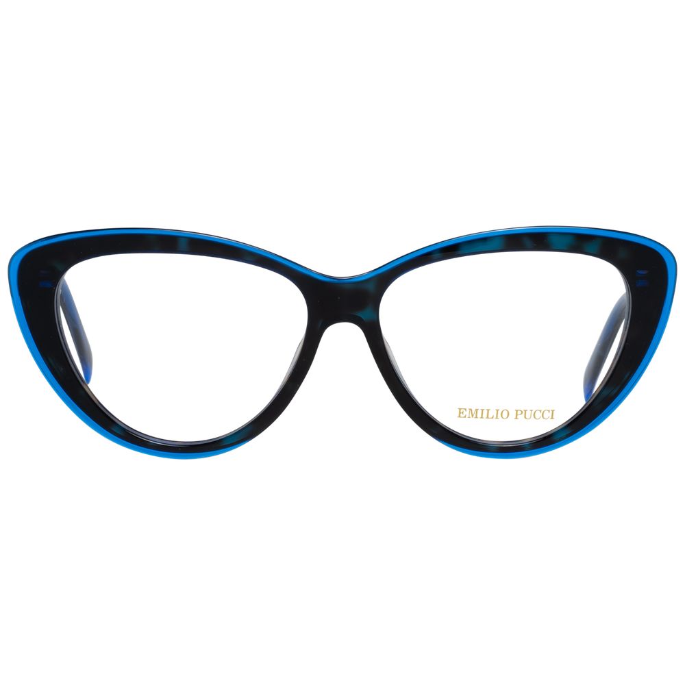 Emilio Pucci Blue Women Glasses Frame in plastic butterfly style, full-rim, no spring hinge, with branded case. Lens width 55mm.