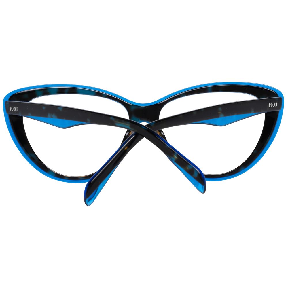 Emilio Pucci Blue Women Glasses Frame with butterfly style and full-rim design, featuring plastic material and blue color accents.