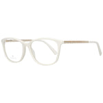 Swarovski White Women Glasses Frame with metal and plastic materials, featuring Swarovski elements, full-rim trapezium style.