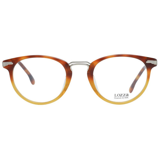 Lozza Brown Unisex Glasses Frame with full-rim style, metal and plastic material, spring hinge, and branded case.