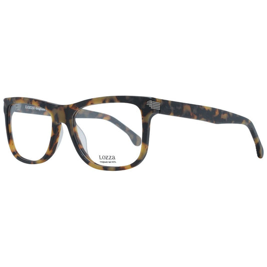 Lozza Brown Men Glasses Frame with plastic full-rim, size 54-17-140, includes branded case, no spring hinge, frame color brown.