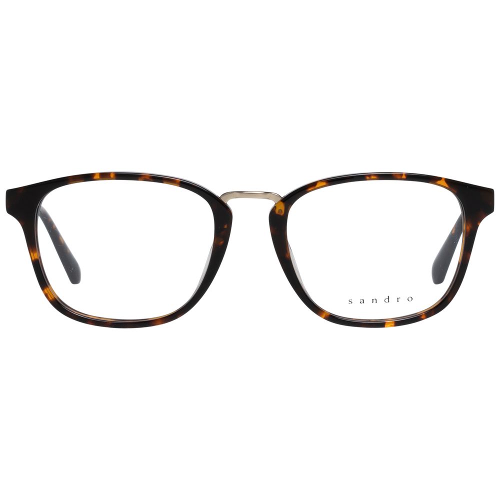 Sandro Brown Men Glasses Frame, full-rim plastic design, brown color, lens size 51x40mm, bridge width 19mm, temples 145mm.