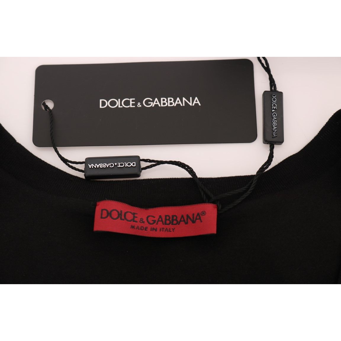 Dolce & Gabbana Black Cotton Floral Crystal Tank Top