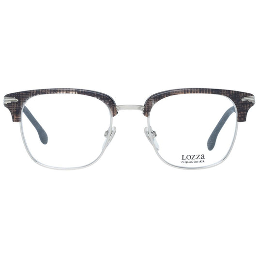 Lozza Brown Unisex Glasses Frame full-rim trapezium style with demo lenses, metal and plastic material, includes branded case, no lens effect