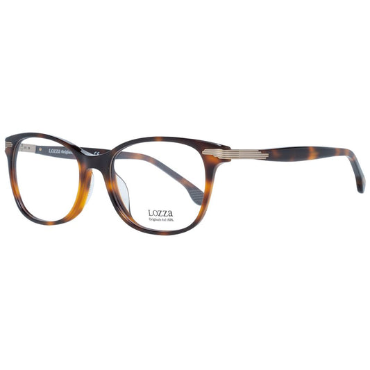 Lozza Brown Women Glasses Frame, full-rim, oval shape, plastic material, spring hinge, temples length 135, stylish eyewear.