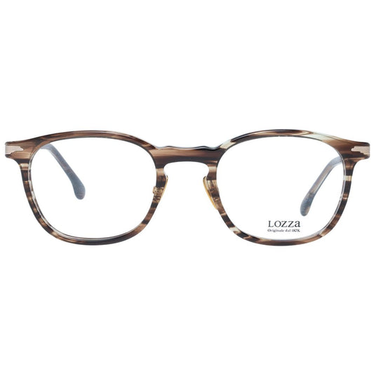 Lozza Brown Men Glasses Frame, full-rim rectangle style with plastic demo lenses.