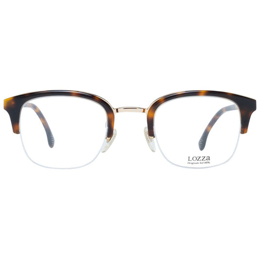 Lozza Brown Unisex Glasses Frame with brown half-rim square style, metal & plastic material, includes branded case, size 48-24-140.