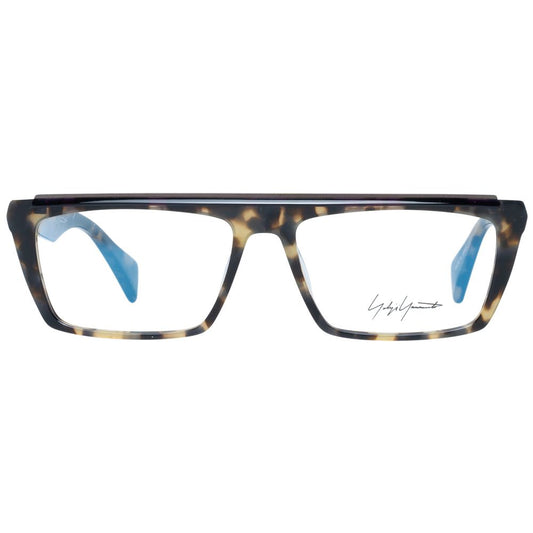 Yohji Yamamoto Brown Women Glasses Frame, full-rim rectangle style with demo lenses, 57-16-140 size, includes branded soft case.
