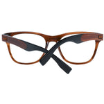 Ermenegildo Zegna Brown Men Glasses Frame with full-rim trapezium shape, plastic material, and branded case included.