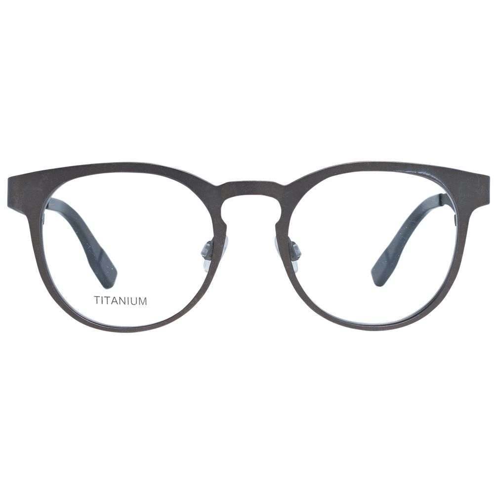 Ermenegildo Zegna Gray Men Glasses Frame, titanium full-rim round style, 48-19-140 size, gray color