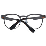 Ermenegildo Zegna Gray Men Glasses Frame, full-rim titanium with demo lenses, 48-19-140 size, round style, branded case included.