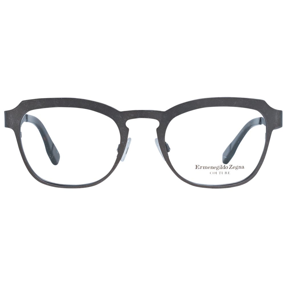 Ermenegildo Zegna Gray Men Glasses Frame titanium full-rim style with demo lenses, ideal for fashion-conscious men seeking elegance and comfort.