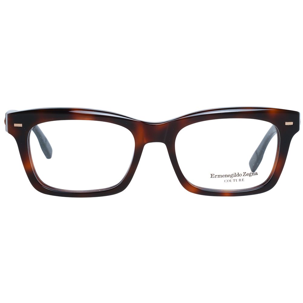 Ermenegildo Zegna Brown Men Glasses Frame, trapezium style, full-rim, plastic material, 53-18-145 size, including branded case.