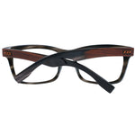 Ermenegildo Zegna Gray Men Glasses Frame with grey acetate, wood & horn full-rim rectangular design, spring hinge, branded case included.