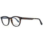 Ermenegildo Zegna Brown Men Glasses Frame in full-rim plastic with demo lenses, style round, size 50-19-145, brown color.
