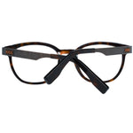 Ermenegildo Zegna Brown Men Glasses Frame, round full-rim style, plastic material, branded case included, size 50-19-145, stylish eyewear.