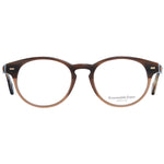 Ermenegildo Zegna Brown Men Glasses Frame, round full-rim plastic eyewear, 49-18-145 size, with demo lenses for men.
