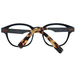Alt Tag: Ermenegildo Zegna Brown Men Glasses Frame in horn material with round lenses, full-rim style, and tortoiseshell design temples.