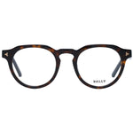 Bally Brown Men Glasses Frame, acetate round full-rim design with 48mm lenses, 21mm bridge, and branded case included.