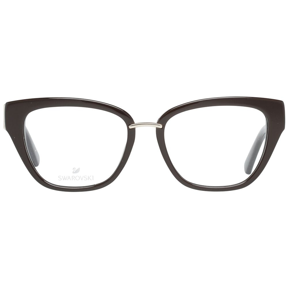 Swarovski Brown Women Glasses Frame, cat eye style, full-rim plastic design with demo lenses, 50-16-140 size for women.