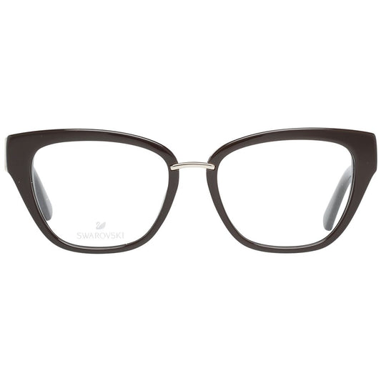 Swarovski Brown Women Glasses Frame, cat eye style, full-rim plastic design with demo lenses, 50-16-140 size for women.