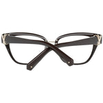 Swarovski Brown Women Glasses Frame in full-rim cat-eye style with plastic material, shown in a side angle view with branded case included.