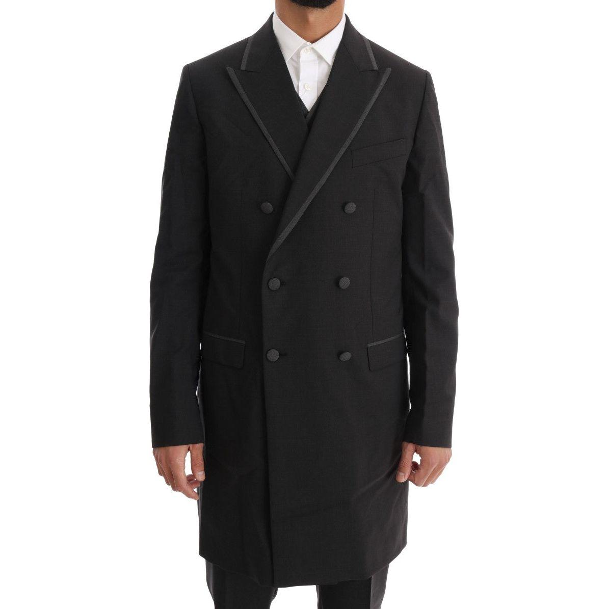 بدلة صوفية أنيقة مزدوجة الصدر باللون الرمادي من دولتشي آند غابانا