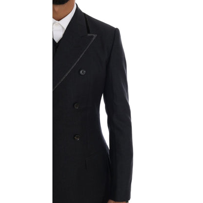 Dolce & Gabbana Gray Wool Double Breasted 3 Piece Suit