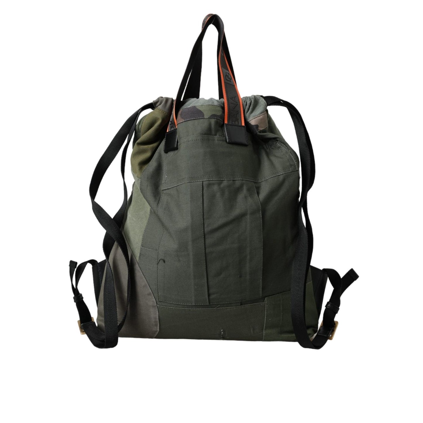 Dolce & Gabbana Military Green Patchwork Rucksack Backpack Bag