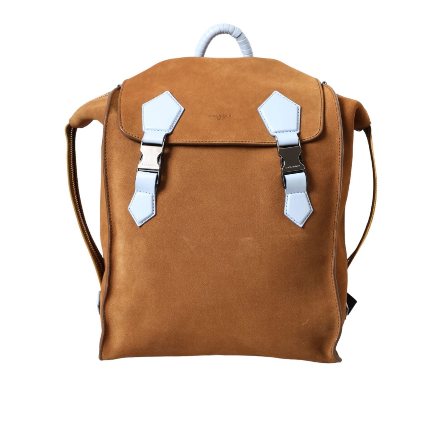 حقيبة ظهر دولتشي آند غابانا من الجلد المدبوغ باللون البني والأصفر مع شعار