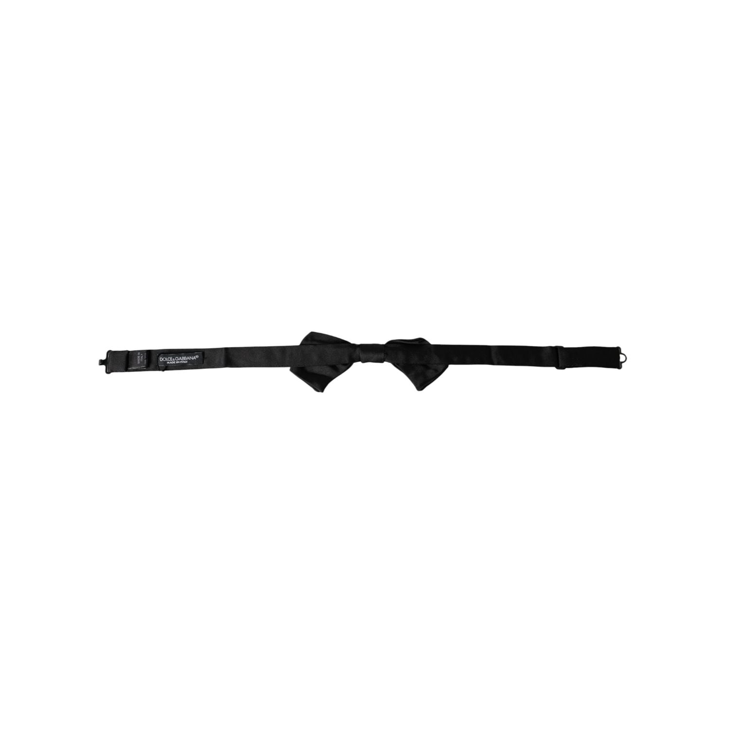 Dolce & Gabbana Black Satin Silk Adjustable Neck Men Bow Tie