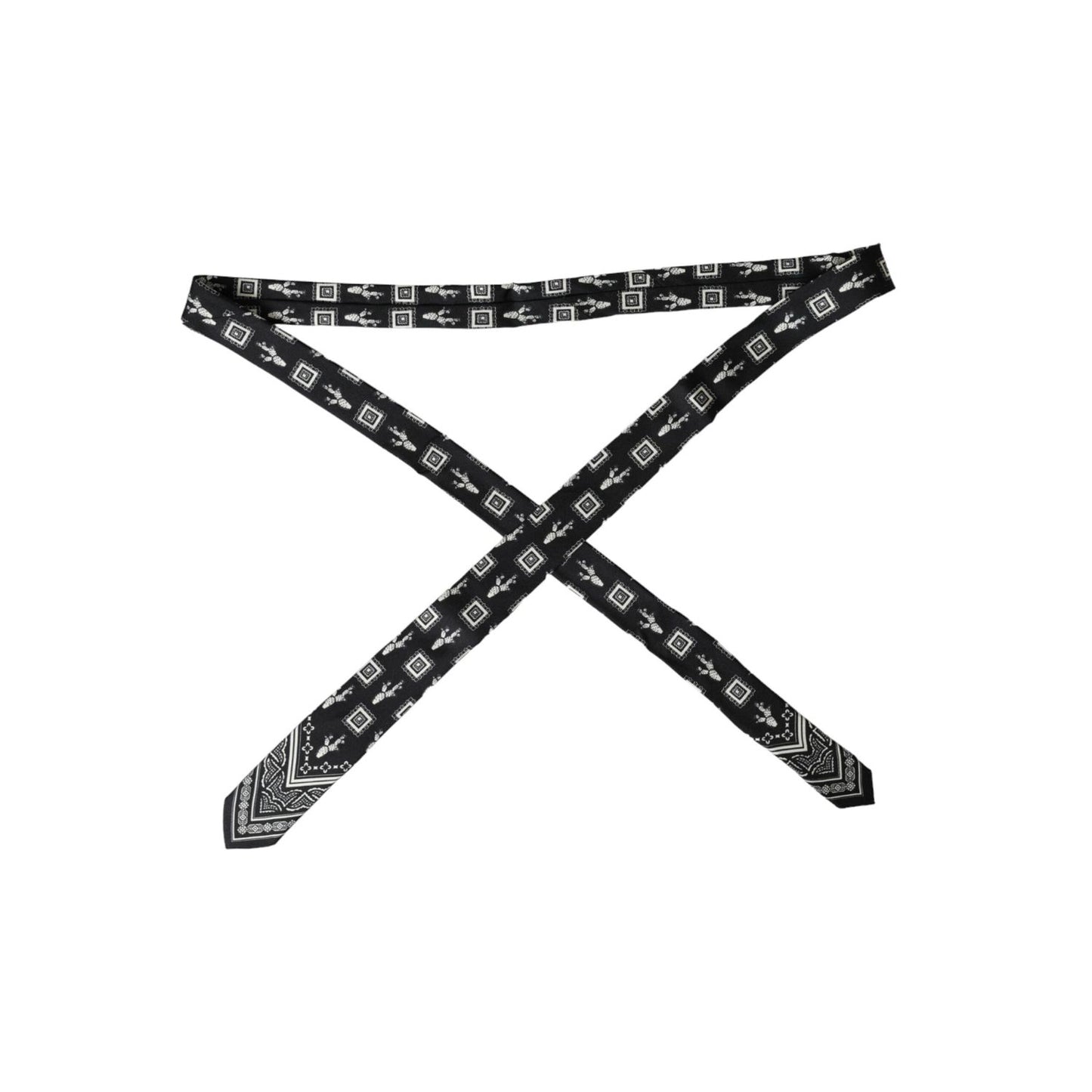 Dolce & Gabbana Black Patterned 100%Silk Adjustable Tie